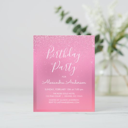 バジェットピンクフォイルガーリーグリッター任意の年齢誕生日 (スタンド正面)