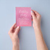 バジェットピンクフォイルガーリーグリッター任意の年齢誕生日 チラシ (手)