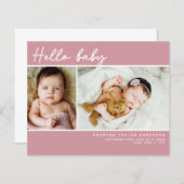 バジェットピンクフォトベビーサンキューカード (正面/裏面)