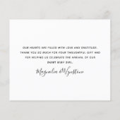 バジェットピンクフォトベビーサンキューカード (裏面)