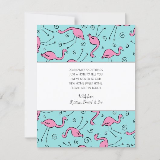 バジェットピンクフラミンゴオンブルーファミリームービングカード (裏面)