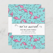 バジェットピンクフラミンゴオンブルーファミリームービングカード (正面/裏面)