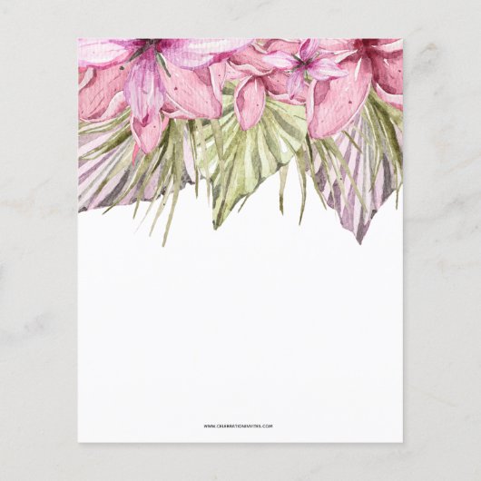 バジェットピンクフラミンゴ誕生日パーティーへの招待 (裏面)