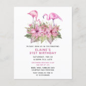 バジェットピンクフラミンゴ誕生日パーティーへの招待 (正面)