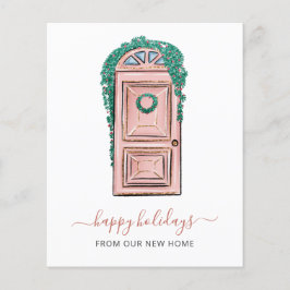 バジェットピンクフロントドアウェーブホリデーカード