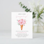 バジェットピンクフローラアイスクリームブライダルシャワー招待状 (スタンド正面)