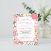 バジェットピンクフローラシックブライダルシャワー招待状 (スタンド正面)