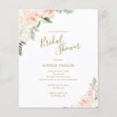 バジェットピンクフローラバジェットブライダルシャワー招待状 (正面)
