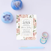 バジェットピンクフローラフォトバック卒業パーティー チラシ (シングル)