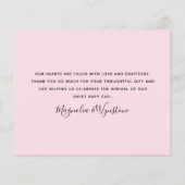 バジェットピンクフローラフォトベビーサンキューカード (裏面)