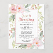 バジェットピンクフローラブライダルシャワー招待 (正面)