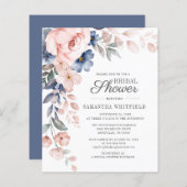 バジェットピンクフローラブライダルシャワー招待 (正面/裏面)