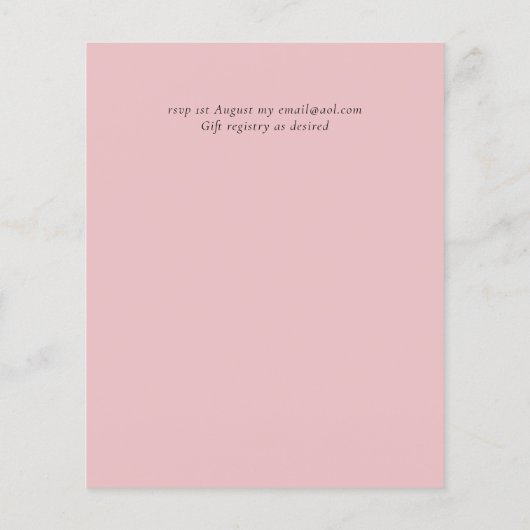 バジェットピンクフローラモダンガーリーブライダルシャワー (裏面)