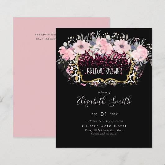 バジェットピンクフローラモダンガーリーブライダルシャワー (正面/裏面)