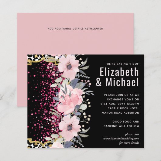 バジェットピンクフローラモダンガーリーブライダルシャワー (正面/裏面)