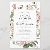 バジェットピンクフローラユーカリブライダルシャワー招待状 (正面)