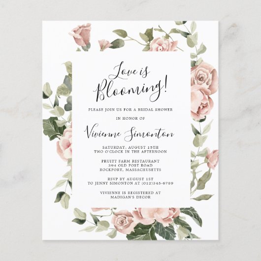 バジェットピンクフローラ愛が咲いているブライダルシャワー (正面)