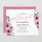 バジェットピンクフローラ結婚式招待状 (正面/裏面)