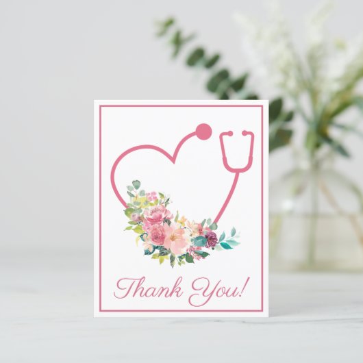 バジェットピンクフローラ聴診器ハートありがとう (スタンド正面)