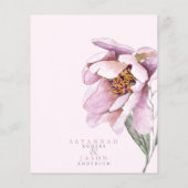 バジェットピンクフローラ開花結婚式招待状 (裏面)