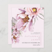 バジェットピンクフローラ開花結婚式日付を保存 (正面/裏面)