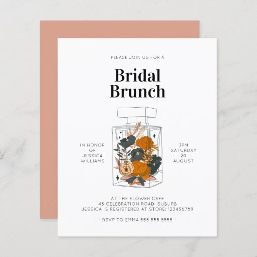 バジェットピンクフローラ香水ボトルブライダルシャワー (正面/裏面)