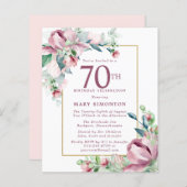 バジェットピンクフローラ70th誕生日招待状 (正面/裏面)