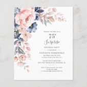 バジェットピンクフローラ75th誕生日招待状 (正面)