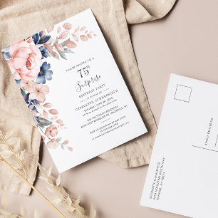 バジェットピンクフローラ75th誕生日招待状