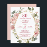 バジェットピンクフローラ80th誕生日招待状<br><div class="desc">この80歳かわいらしの誕生日パーティーの招待にモダンは縁ど、ほこりっぽいピンクのバラがフローラを作成する。ピンクの花は飾幾何フレームである。このアイテムはDusty Pink Roseコレクションの一部である。招待スイートの作成に使用できるDIYテンプレートが含まユニークれている。ウェルカムシンボルや象徴やテーブルデコのテンプレートも用意されている。この80歳の誕生日パーティーのフローラテーマは、ちょうどピンクのバラを愛する女性や熱心なバラ庭師のために完璧である。</div>