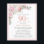 バジェットピンクフローラ90th誕生日招待状<br><div class="desc">上の角にピンクエレガントのバラのフローラを配置したソフトな赤面のピ離れックフレーム。90位は美し書いバラ金ゴールドの質感。そしてかわいらしフェミニンデザイン</div>