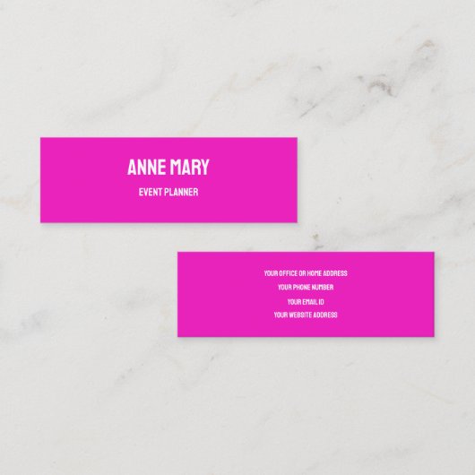 バジェットピンクブライトカラフルズ結婚イベントプランナー スキニー名刺 (正面/裏面)