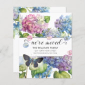 バジェットピンクブルーアジサイフローラムービングカード (正面/裏面)