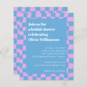 バジェットピンクブルー市松模様にレトロブライダルシャワー (正面/裏面)