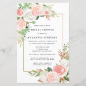 バジェットピンクホワイトフローラブライダルシャワー招待 (正面)