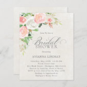 バジェットピンクホワイトフローラブライダルシャワー招待 (正面/裏面)
