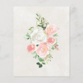 バジェットピンクホワイトフローラブライダルシャワー招待 (裏面)