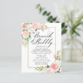 バジェットピンクホワイトフローラブランチバブリー招待状 (スタンド正面)