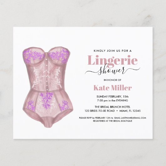 バジェットピンクホワイトブッシェランジェリーブライダルシャワー (正面)