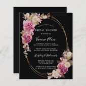 バジェットピンクホワイトボホブライダルシャワー招待 (正面/裏面)