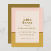 バジェットピンクマスタードジオメトリックブライダルシャワー招待状 (正面/裏面)