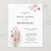 バジェットピンクユーカリプツパームブライダルシャワー招待状 (正面)