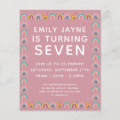 バジェットピンクレインボウズ誕生日パーティーの招待 (正面)