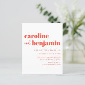 バジェットピンクレッドシンプルチェッカーボードウェディング招待 (スタンド正面)