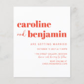 バジェットピンクレッドシンプルチェッカーボードウェディング招待 (正面)