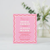バジェットピンクレッドフォトブライダルシャワー招待 (スタンド正面)
