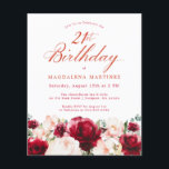 バジェットピンクレッドフローラ21st誕生日招待状<br><div class="desc">赤いバラと赤面のピンクの牡丹は、この美しい誕生日離れの招待には暗い緑のに囲まれてユニークいる。</div>