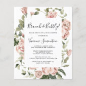 バジェットピンクローズフローラブランチバブリー招待状 (正面)