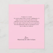 バジェットピンクローズ結婚ズサンキューフラットカード (裏面)