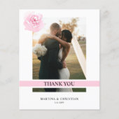 バジェットピンクローズ結婚ズサンキューフラットカード (正面)